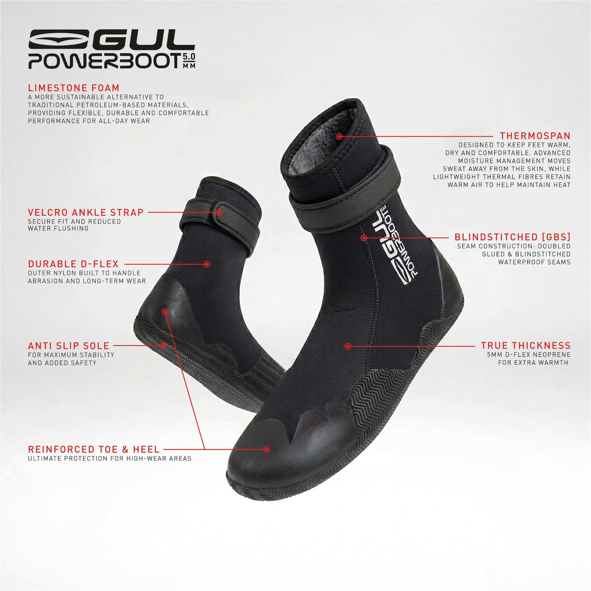 2026 GUL 5mm Power Wetsuit Boots BO1263-B8 - Black